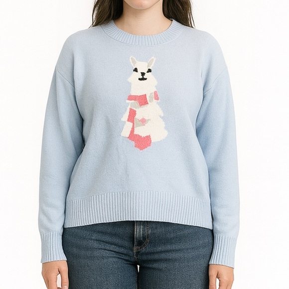 Loft Blue Sweater with Llama Design - Picture 1 of 6